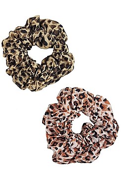 Pack of 12 (pieces) Assorted 2-pc Leopard Scrunchie Sets FMH326
