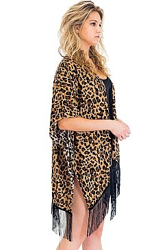 Snug Animal Print Tassel Kimono FM-KSF219