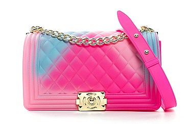 QUILTED MULTI COLOR JELLY SHOULDER BAG