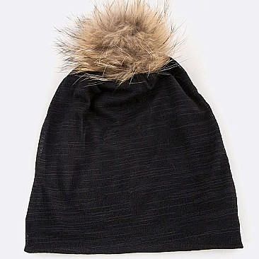 Raccoon PomPom Cotton Slouchy Beanie LA-EXP1001