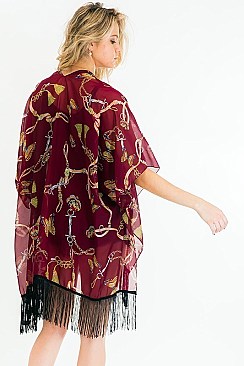 Pretty Butterfly Print Tassel Kimono FM-KSF212