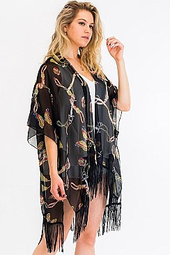 Pretty Butterfly Print Tassel Kimono FM-KSF212
