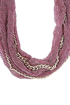 FABRIC MESH & CHAIN NECKLACE