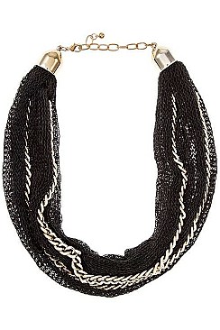 FABRIC MESH & CHAIN NECKLACE