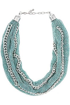 FABRIC MESH & CHAIN NECKLACE