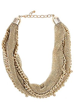 FABRIC MESH & CHAIN NECKLACE