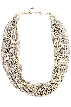 FABRIC MESH & CHAIN NECKLACE