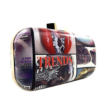 Fashion Magazine Print Hard Frame Trends Clutch