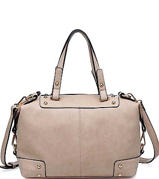 STYLISH FAUX LEATHER BROADWAY SATCHEL BAG JY10427CML