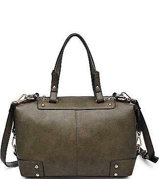 STYLISH FAUX LEATHER BROADWAY SATCHEL BAG JY10427CML