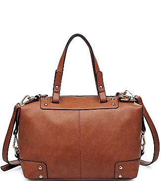 STYLISH FAUX LEATHER BROADWAY SATCHEL BAG JY10427CML