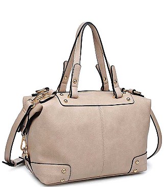 STYLISH FAUX LEATHER BROADWAY SATCHEL BAG JY10427CML