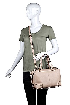 STYLISH FAUX LEATHER BROADWAY SATCHEL BAG JY10427CML