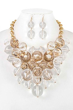 CRYSTAL BALLS BIB NECKLACE SET