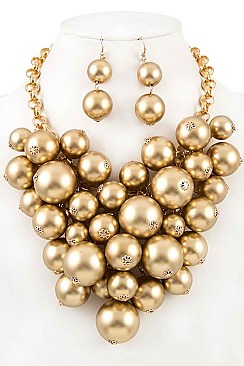 CRYSTAL BALLS BIB NECKLACE SET