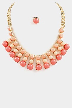 LAYERED BALL STONE BIB NECKLACE SET
