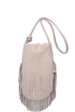 STYLISH WINONA SUEDE LAYERED FRINGE CROSSBODY BAG JY10888ML