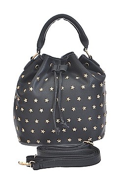 Chic Bucket Clutch With Star Studded