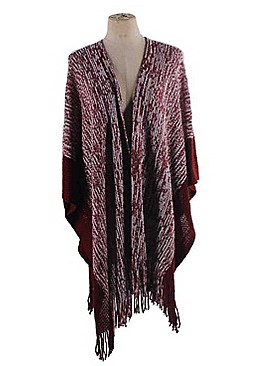 TWO TONE FRONT OPEN FRINGE KIMONO