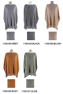 PONCHO SWEATER SHAWL WRAP WITH FRINGE