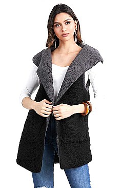 REVERSIBLE FAUX SHERPA VEST
