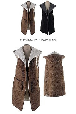 REVERSIBLE FAUX SHERPA VEST