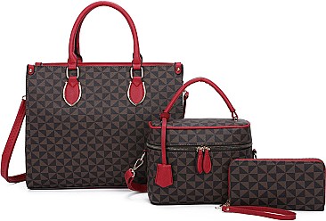 3 IN 1 FASHION MONOGRAM SATCHEL SET