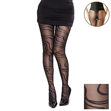 PANTYHOSE STOCKING WITH ABSTRACT LINE DESIGN SL1112