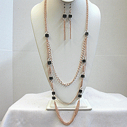 Black Beads Multi Chains Set