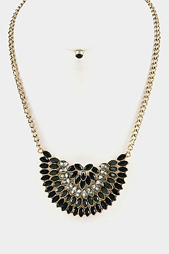 2-Tone Stacked Gemstones Chain Necklace Set