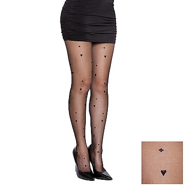 PANTYHOSE STOCKING WITH HEART DIAMOND DESIGN SL1134