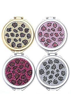 Pack of 12 Leopard Print Compact Mirror
