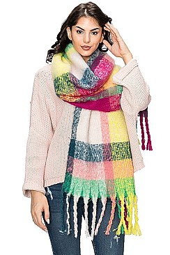 Plaid Pattern Multi Tone Scarf