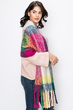 Plaid Pattern Multi Tone Scarf