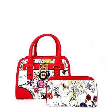 2 in 1 Flower Small Size Satchel & Wallet Set