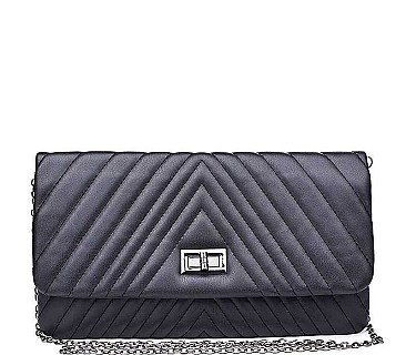 CHIC SMOOTH VEGAN LEATHER MICHELLE QUILTED FASHION CLUTCH BAG JY12562