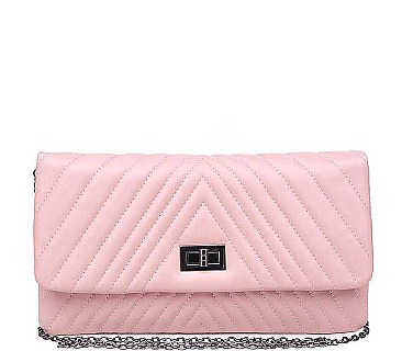 CHIC SMOOTH VEGAN LEATHER MICHELLE QUILTED FASHION CLUTCH BAG JY12562