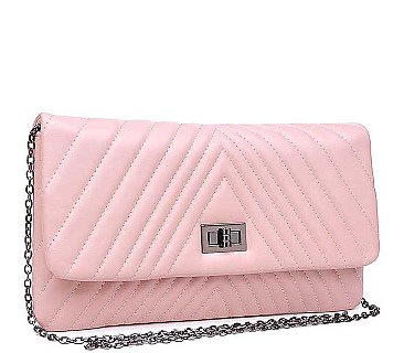 CHIC SMOOTH VEGAN LEATHER MICHELLE QUILTED FASHION CLUTCH BAG JY12562