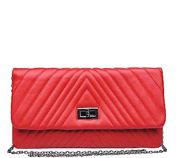 CHIC SMOOTH VEGAN LEATHER MICHELLE QUILTED FASHION CLUTCH BAG JY12562