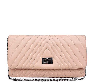 CHIC SMOOTH VEGAN LEATHER MICHELLE QUILTED FASHION CLUTCH BAG JY12562