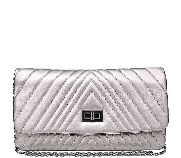CHIC SMOOTH VEGAN LEATHER MICHELLE QUILTED FASHION CLUTCH BAG JY12562