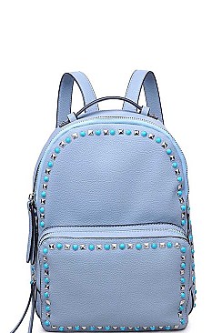 POSH VEGAN LEATHER STUD BORDER LUXURY BACKPACK JY12772