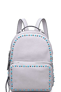 POSH VEGAN LEATHER STUD BORDER LUXURY BACKPACK JY12772