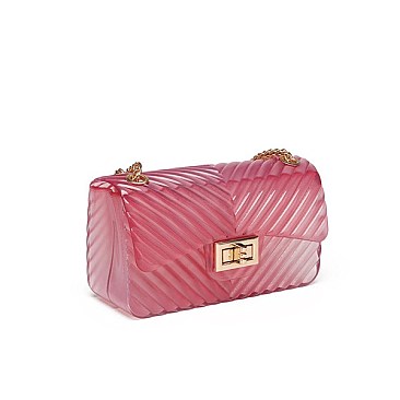 TENDER JELLY CHEVRON PATTERN CROSSBODY BAG