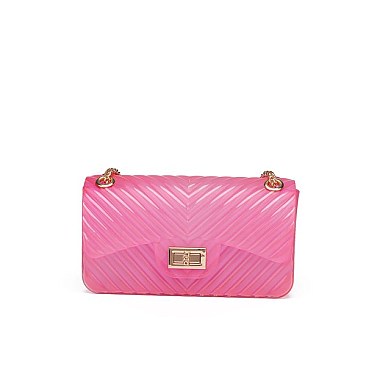 TENDER JELLY CHEVRON PATTERN CROSSBODY BAG