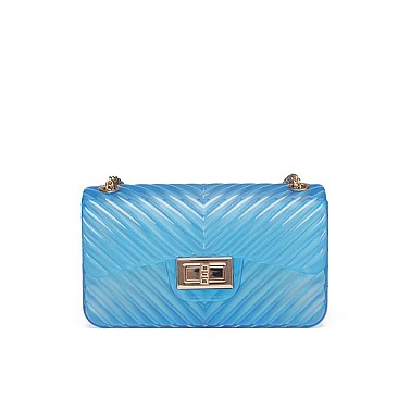 TENDER JELLY CHEVRON PATTERN CROSSBODY BAG