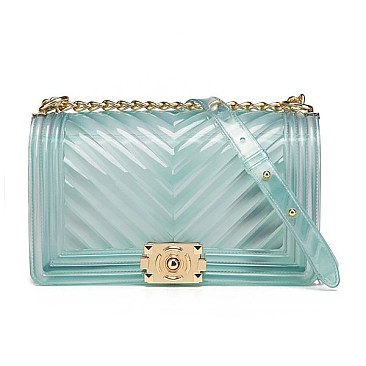Fashionable Clear Jelly Chevron Shoulder Bag