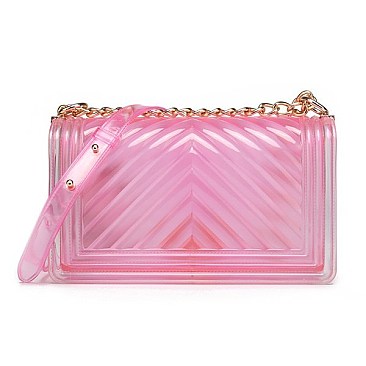 Fashionable Clear Jelly Chevron Shoulder Bag