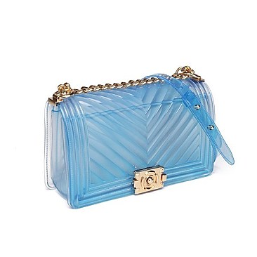 Fashionable Clear Jelly Chevron Shoulder Bag