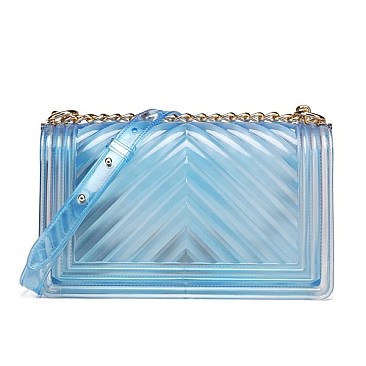 Fashionable Clear Jelly Chevron Shoulder Bag